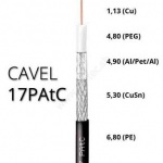 Koaxiální kabel vnější CAVEL 17PAtC, PE, 6,8mm, černý, 250m balení
