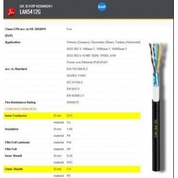 LAN kabel venkovní CAVEL 541-2G, Cat5e, PVC+PE, F/UTP (FTP), černý, 100m balení