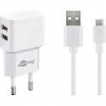 Nabíječka USB 230 V, 5 V - 2,4 A + kabel USB 2,0 MICRO-B M/M 1m